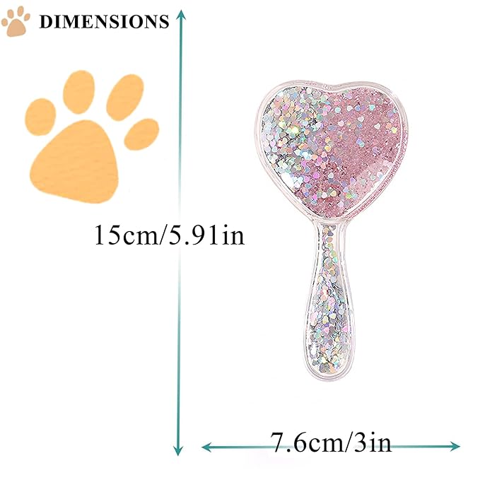 Small Dog Brush, Soft Brush for Shih Tzus, Yorkies, Maltipoos, Maltese, Love Shape Puppy Massaging Hair Comb for Small Dogs Cats Rabbits of All Hair Types (Glitter Pink)-Mewly Pet