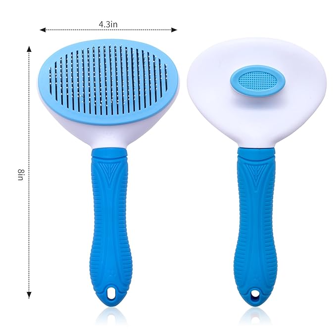 Self Cleaning Slicker Brush for Pet Grooming - Removes Loose Undercoat and Sheds, Suitable for Long and Short Hair Cats and Dogs, with Massaging Bristles-Mewly Pet