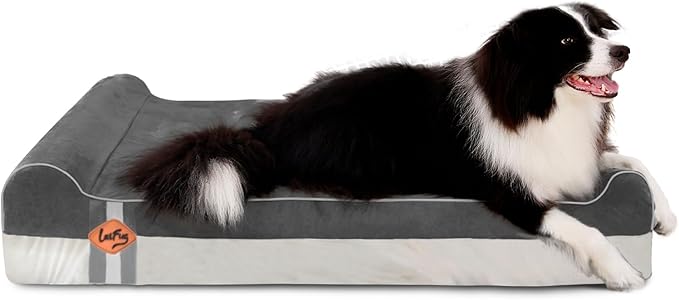 Laifug Orthopedic Memory Foam Extra Large Dog Bed Pillow (50"x36"x10", Grey) Durable Waterproof Lining and Removable Washable Cover and Smart Design-Mewly Pet