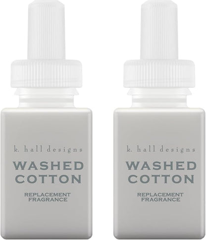 Pura & K. Hall Designs Home Scent Refill - Smart Home Air Diffuser - Up to 120-Hours of Premium Fragrance per Refill - Household Essential - Clean Diffuser Fragrance - 2 Pack, Washed Cotton