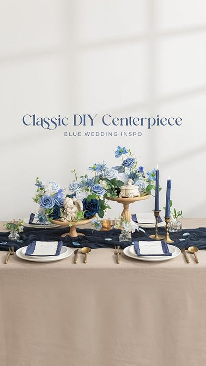 Ling's moment Artificial Flowers 50Pcs Navy Blue Roses Decor w/Stems,3" Real Touch DIY Foam Floral for Wedding Bouquet/Centerpieces, Outdoors Party Backdrop, Room/Table, and Garden/Pot Decorations