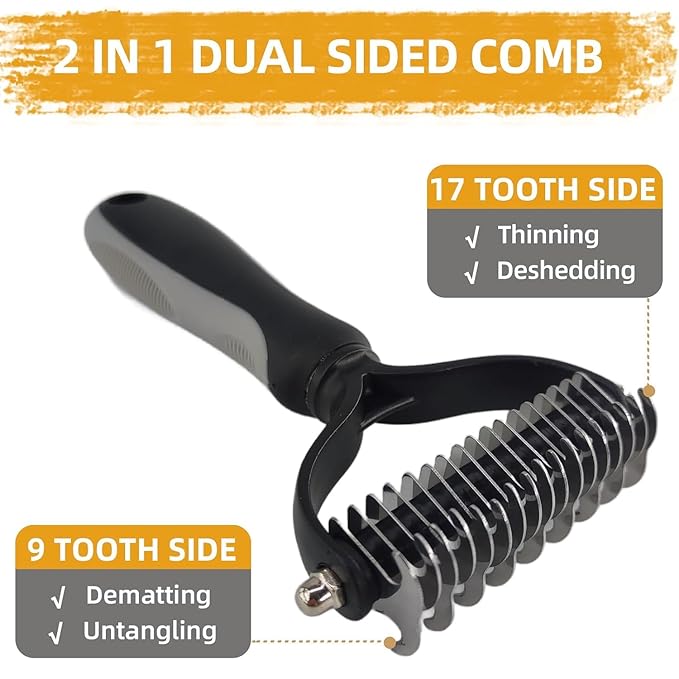 Dog Brush for Shedding,9 PCS in One Pet Slicker Hair Brush Kit with Pet Nail Clipper and File - Dog Cat Grooming Deshedding Undercoat Rake Brush Comb for All Small Large Dogs Cats Grey-Mewly Pet