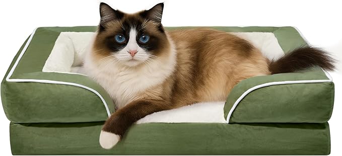 Comfort Expression Small Dog Beds Waterproof Cat Beds Orthopedic Foam Sofa Beds for Small Dogs Comfy Pet Bed with Washable Removable Cover & Non-Slip Bottom(XX-Small,Light Green)-Mewly Pet