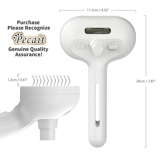 Cat Steam Brush for Shedding, 3 In 1 Steam Pet Brush Self Cleaning, Dog Brush for Long and Short Hair Dogs and Cats, Pet Grooming Comb Remove Tangled Loose Hair, Type-C Fast Charging (White)-Mewly Pet