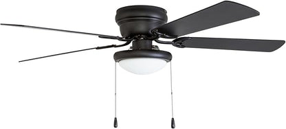 Portage Bay 50251 Hugger 52" Matte Black West Hill Ceiling Fan with Bowl Light Kit