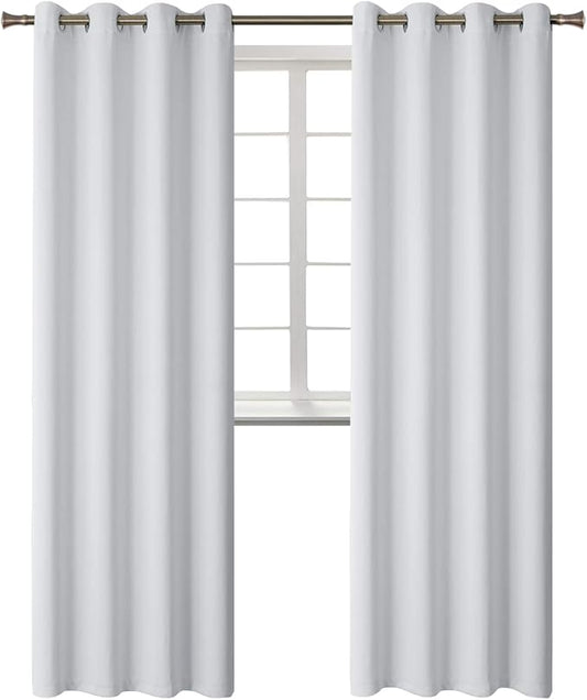 BGment Blackout Curtains - Grommet Thermal Insulated Room Darkening Bedroom and Living Room Curtains, Set of 2 Panels (52 x 108 Inch, Greyish White)