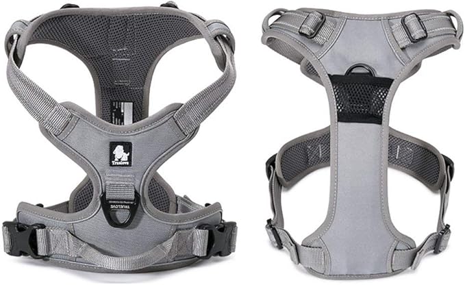 TRUE LOVE Adjustable No-Pull Dog Harness Reflective Pup Vest Harnesses Comfortable Control Brilliant Colors Truelove TLH5651(Gray,XS)-Mewly Pet