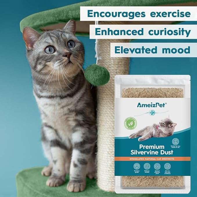 Silvervine Dust for Cats, Catnip Alternative for Training & Play, Cat & Kitten Behaviour Dust 35g (0.08 Oz)-Mewly Pet