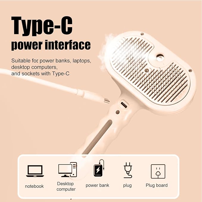 3-in-1 Pet Steam Brush, Grooming Comb with Water Tank for Cats and Dogs, Long and Short Hair (Pink)-Mewly Pet