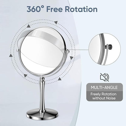 Nicesail 8” Desk Vanity Mirror, Personal Makeup Mirror Double-Sided with 1X/10X Magnification Magnified Mirror, Makeup Mirror for Home Hotel Desktop, Small Vanity Mirror, Chrome 10X