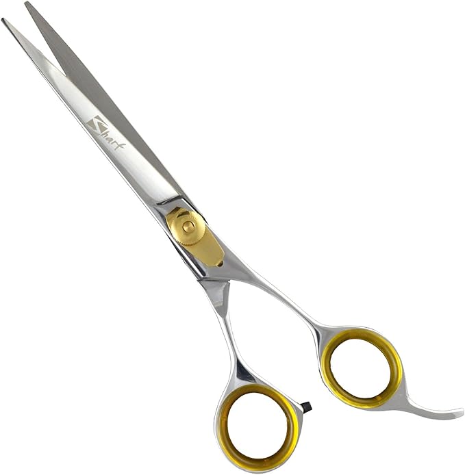 Sharf Gold Touch Pet Grooming Shears, 7.5 Inch Curved Shears, 440c Stainless Steal Japanese Shears, Pet Grooming Curved Scissors Dog Shears-Mewly Pet