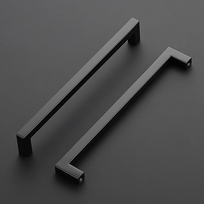 Ravinte 5 Pack Black Cabinet Pulls 8-4/5 Inch Square Kitchen Cabinet Handles Matte Black Kitchen Hardware for Drawer Pulls Drawer Handles Come with Screwdriver