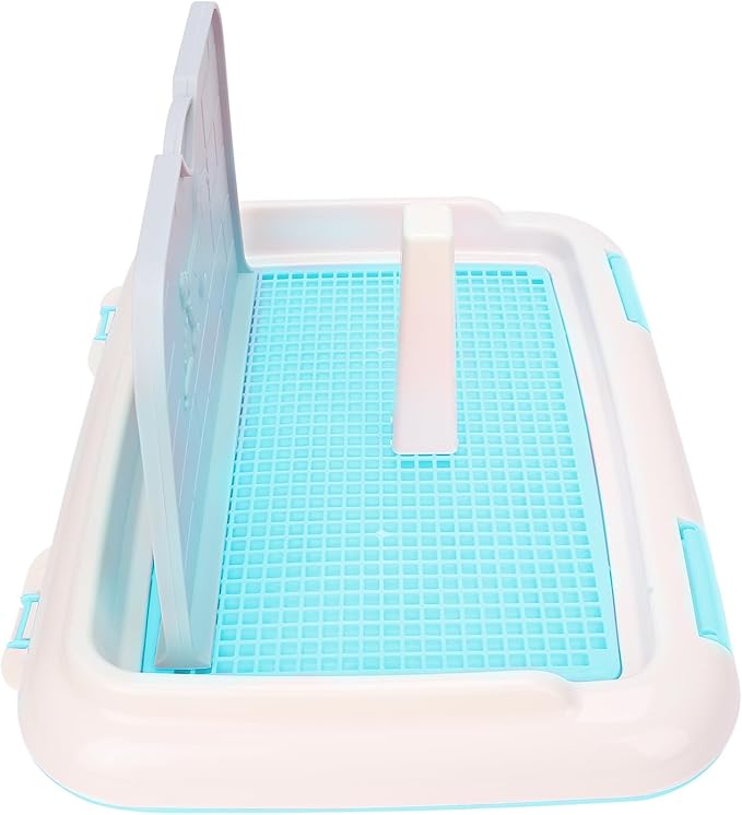 Indoor Dog Potty Tray, Miniature Poodle Dog Pad Holder Tray, Puppy Training Anti Slide Plastic Potty Tray Dog Toilet, Dog Litter Box for Small and Medium Dogs (Blue)-Mewly Pet