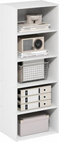 Furinno Basic Book Shelf, 5-Tier Bookshelf, Cube Storage Organizer Bookcase with Open Shelf, 11 x 17 x 44, for Living Room, Bedroom, Home Office, White