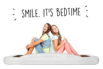 The Shrunks Twin Air Mattress Travel Bed for Kids and Adults with Pump Portable Inflatable Mattress Cot for Families Single Blow Up Air Bed for Travel, Camping, Sleepovers, or Home Twin Size Floor Bed