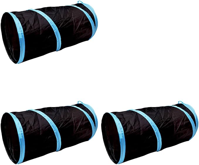 iCAGY Foldable Spiral Cat Tunnel - Ideal Indoor Toy for Small Cats, Kittens, and Rabbits - Collapsible Tube for Interactive Play and Outdoor Fun - Pet Activity Toy Black 20" 3 Pcs-Mewly Pet