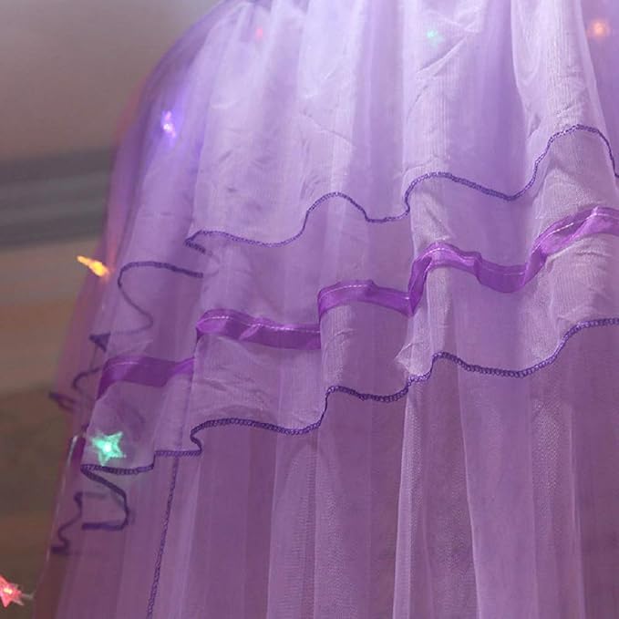 Jolitac Bed Canopy Lace Mosquito Net for Girls Beds, Unique Princess Play Tent Mesh Canopies Large Lace Dome Curtain Drapes Home & Travel (Purple)