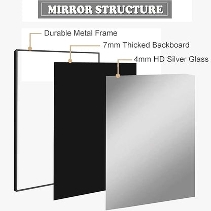 Bathroom Mirror, 30x48 Inch, Black Frame, Rectangle, Wall Mounted, Metal Framed Vanity Mirror, Modern, Hangs Horizontal Or Vertical