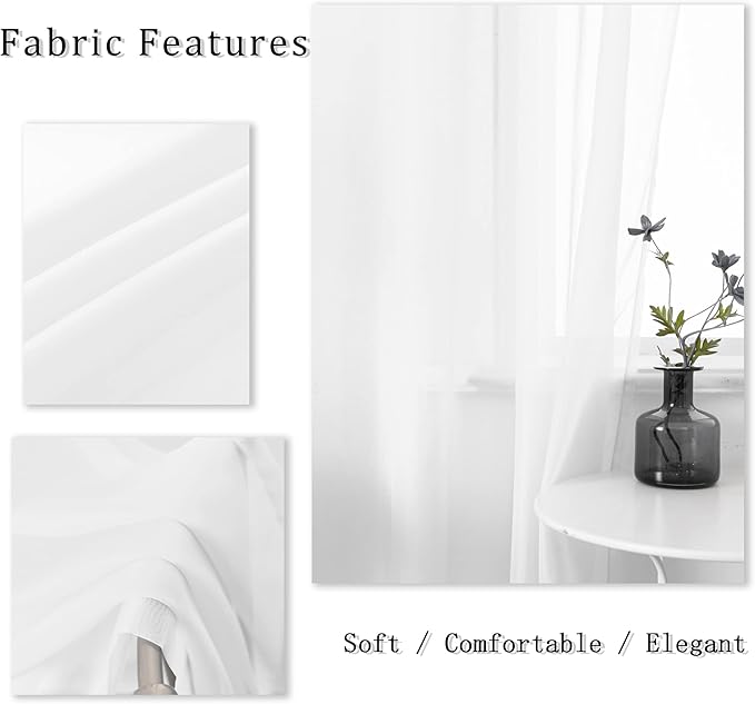 108 Inch Sheer Curtains for Living Room Bedroom Apartment Window 2 Panels Grommet Voile Drape Semi Sheer Curtain for Wedding Baby Shower Party Backdrop Outdoor White 52X108 Inches 9 FT Extra Long