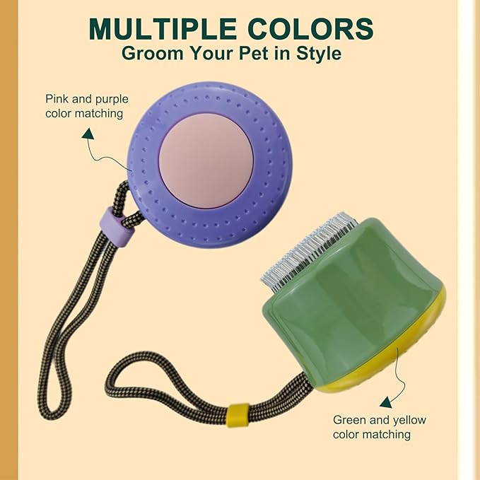 Self Cleaning Retractable Slicker Brush for Puppy and Cats, Grooming Tool with Hanging Rope, Fit for Yorkies, Pomeranians, Maltese, Shih Tzus, Toy Poodles and Maltipoos-Mewly Pet