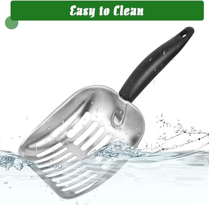Cat Litter Scoop -Metal Cat Litter Scoop-Sturdy Mesh Scooper - Mesh Shovel-Easy to Clean - Suitable for Cat Litter Box -Black-Mewly Pet