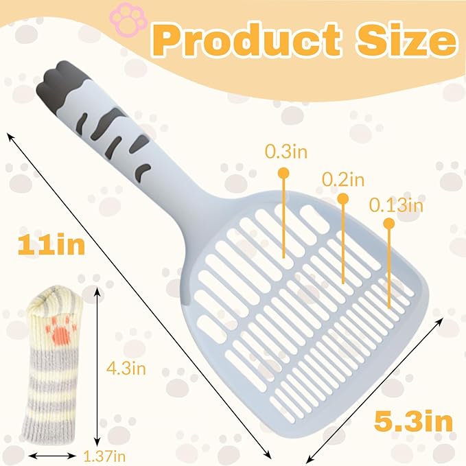 Cat Scooper for Litter Box, Cat Litter Scoop, Kitty Litter Scoop, Cat and Dog Poop Collector, Pet Litter Sifter, Cute Handle, Cat Litter Scooper with Holder for Various Litter Boxes-Mewly Pet
