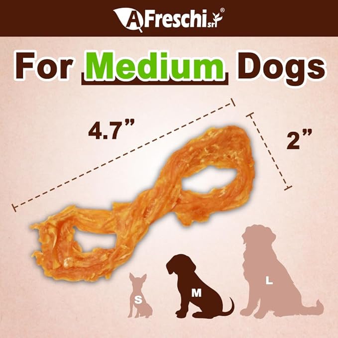 Afreschi Turkey Tendon Rope (M) 3.17 oz, USA-Sourced Turkey Tendon, All Natural Human Grade Dog Chew, Hypoallergenic, Rawhide Alternative, Dog Treats for Medium Breeds-Mewly Pet