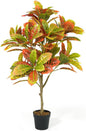Fencer Wire 42 Inch Artificial Topiary Croton Tree, UV Resistant Artificial Outdoor Plants, Faux Bushes and Shrub, Fake Trees in Pot with Dried Moss, Artificial Plants for Front Porch, Indoor, Outdoor