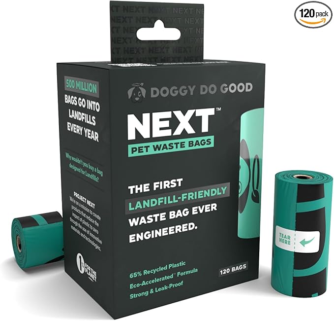 Doggy Do Good Next Pet Waste Bags, Landfill Friendly Recycled Plastic Unscented Dog Poop Bags, Leakproof, Strong, Thick, Earth Friendly for Dogs, 120 Count (120 Bags)-Mewly Pet