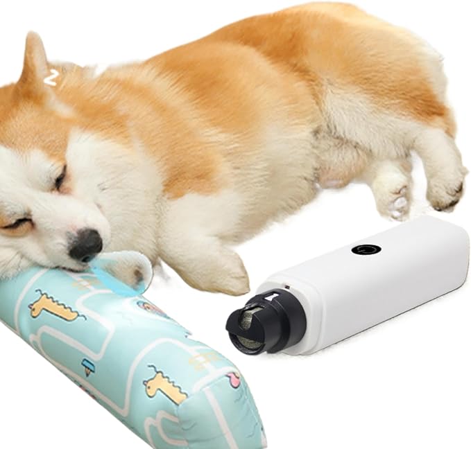 Quiet Rechargeable Pet Nail Grinder - Dog Nail Clippers and Grinder - with LED Lights and Quick Sensor, Diamond-Tip Dust Collector, Suitable for Large Dogs, Small Cats, and Rabbits (White)-Mewly Pet