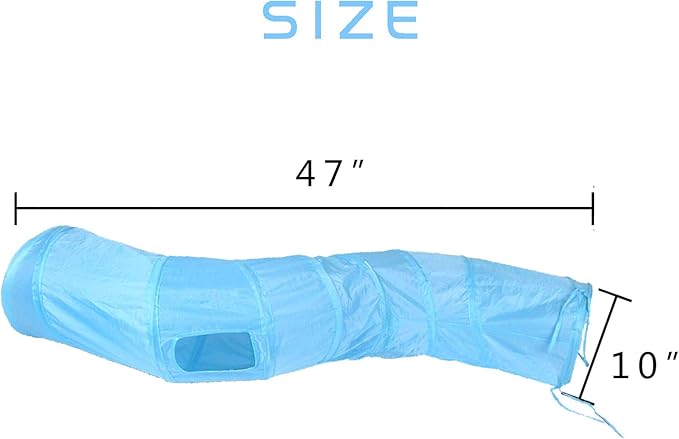 iCAGY Cat Tunnel for Indoor Cats Interactive, Rabbit Tunnel Toys, Pet Toys Play Tunnels for Cats Kittens Rabbits Puppies Crinkle Pop Up Blue 47" Shape S-Mewly Pet