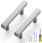Ravinte Brushed Nickel Cabinet Handles 15 Pack 2-1/2 inch Satin Nickel Square Cabinet Pulls Silver Hardware for Kitchen 4 inch Overall Length Stainless Steel Drawer Pulls