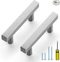 Ravinte Brushed Nickel Cabinet Handles 10 Pack 2-1/2 inch Satin Nickel Square Cabinet Pulls Silver Hardware for Kitchen Cabinets 4 inch Overall Length Stainless Steel Drawer Pulls