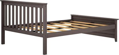 Max & Lily Full Size Bed Frame with Slatted Headboard, Solid Wood Platform Bed for Kids, No Box Spring Needed, Easy Assembly, Clay
