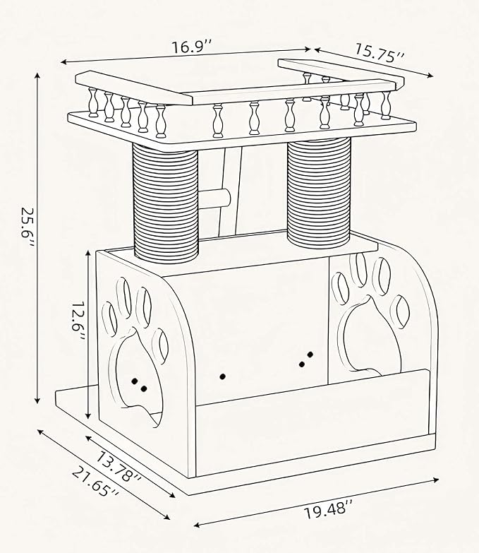 Modern Solid Wooden Cat Tree Tower, 25" Luxury Cats Trees Condo with Scratching Post, 2 Level Heavy Duty for Cat Tower Indoor Cats Adults, Natural Cats Tree House with Washable Cushions-Mewly Pet