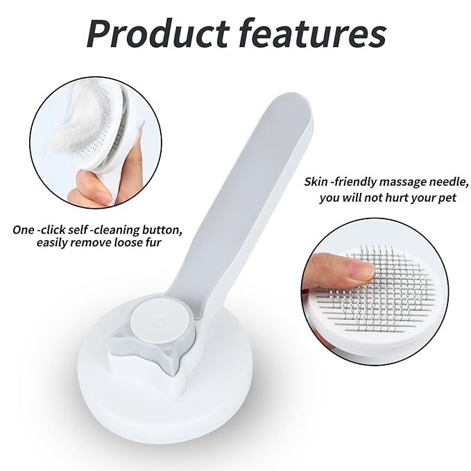 2PCS Pet Grooming Kit，Cat Brushes、Cat Nail Clipper，Cat Grooming Brush for Sedding and Grooming Fur（Grey）-Mewly Pet