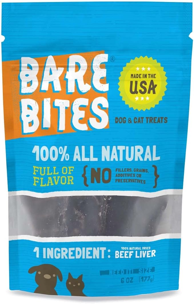 100% All Natural Dehydrated Beef Liver Dog and Cat Treats (6 Ounce Bag) (6 Ounce Bag)-Mewly Pet