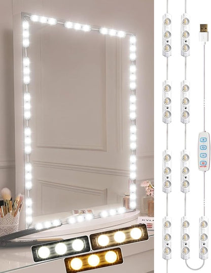 Vanity Lights for Mirror LED Makeup Light Strip with 3 Color Temperature Lighting Modes and Dimmable Stick on Vanity Bathroom Mirror,Ultra Bright (Mirror Not Included)