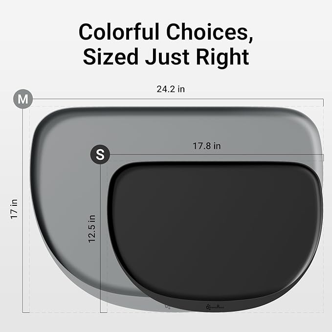 DownyPaws Dog Food Mats for Floors Waterproof, BPA Free Silcone Dog Bowl Mat, Non-Slip Pet Feeding Mat with High Raised Edge, Cat Placemat for Messy Drinkers, 24"×17", Light Gray-Mewly Pet