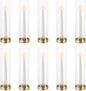 NUPTIO Hurricane Glass Candlestick Holders: 10 Set Bulk Gold Taper Candle Holder Metal Candle Stick Stand with 11.81 inch Tall Windproof Clear Seelves for Outdoor & Indoor Wedding Party Holiday Decor