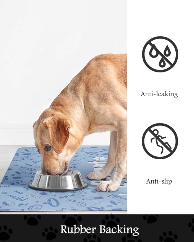 Pet Feeding Mat-Absorbent Dog Mat for Food and Water Bowl-No Stains Quick Dry Water Dispenser Mat-Dog Accessories Pet Supplies-Bowl for Messy Drinkers（PAW,17"x28"-Mewly Pet
