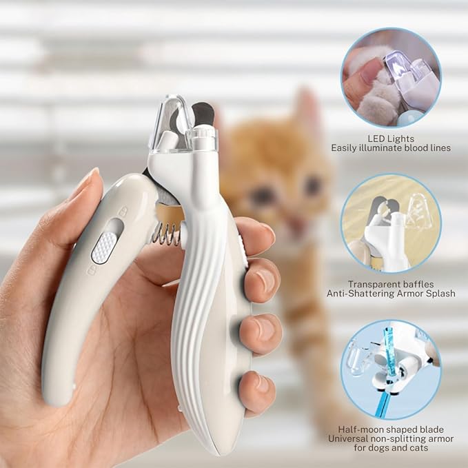 Cat Nail Clippers, Whale Shape Precision Trimming Tool, Ergonomic Non-Slip Handle, Safety Guard, Compact & Easy to Clean (Coffee)-Mewly Pet