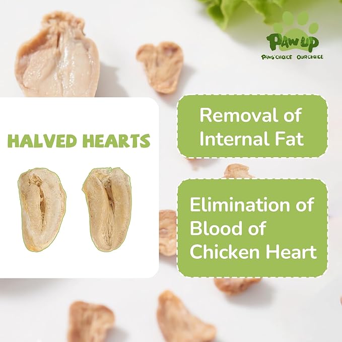 Freeze Dried Chicken Heart Pet Treats, High Protein Freeze-Dried Pet Food for Dogs, Cats, Fresh Ingredient, 3.2 oz, Rawhide Free, Gluten&Grain Free-Mewly Pet
