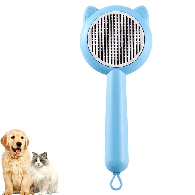 Cat Brush for Shedding，Pet Grooming Tool for Dogs，Cat Hair Brush with Self Cleaning Button for Deshedding, Easy to Removes Loose Fur-Mewly Pet