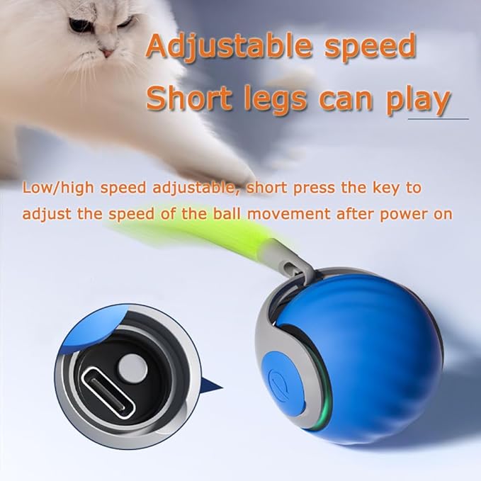 2Packs Speedy 2.0 Tail Cat Toys for Bored Indoor Adult Cats,2025 New Generation Interactive Cat Toys for Indoor Cats,Automatic Moving Ball with Tail,Blue and Orange-Mewly Pet