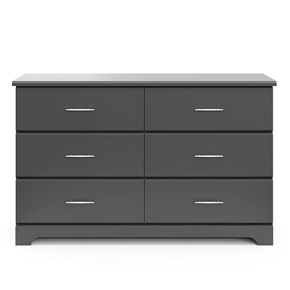 Storkcraft Brookside 6-Drawer Dresser (Gray) – GREENGUARD Gold Certified, Gray Dresser for Bedroom, Kids & Nursery Storage Chest, Safety Interlocking Drawers, Pre-Installed Tracks, Kids Chest
