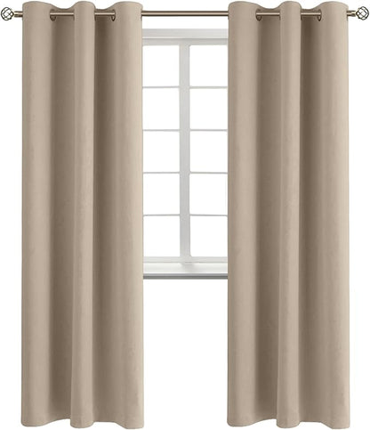 BGment Blackout Curtains - Grommet Thermal Insulated Room Darkening Bedroom and Living Room Curtains, Set of 2 Panels (42 x 84 Inch, Sand)