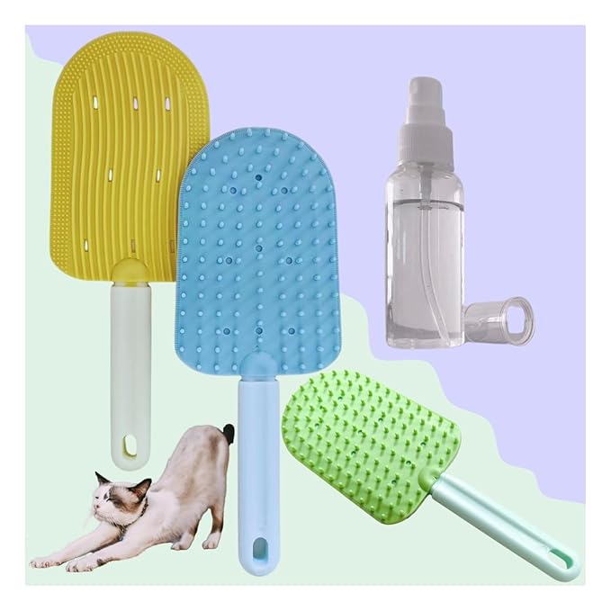 Cat Brush for Shedding,Cat Brushes for Indoor cats,Soft Comb, Short or Long Haired Cats,Pet Grooming,Bath and Massage Brush(3 pcs)-Mewly Pet