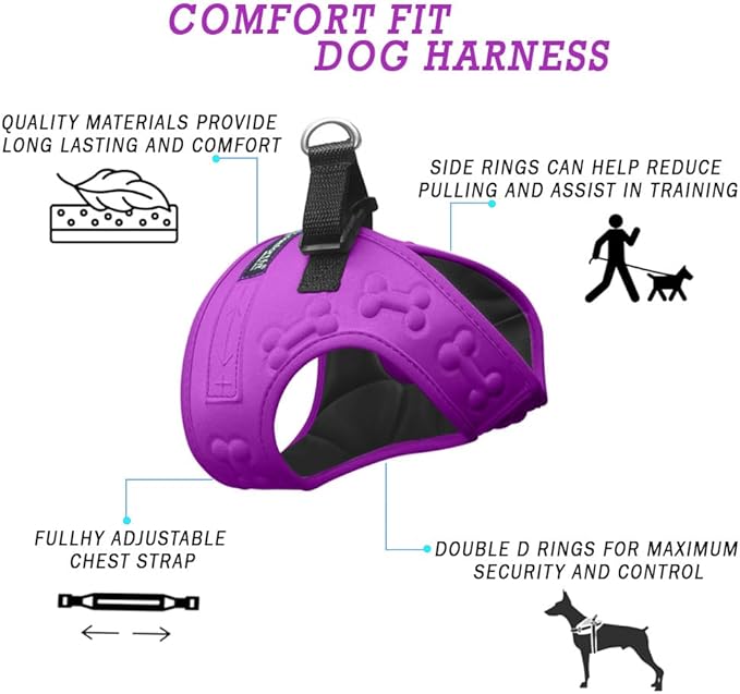 Comfort Fit Dog Harness No Pull with Adjustable Buckles Soft Padded Reflective Choke Step-in Pet Vest with Easy Control Handle for Small Medium Large Dogs & Puppies for Walking Running Training-Mewly Pet