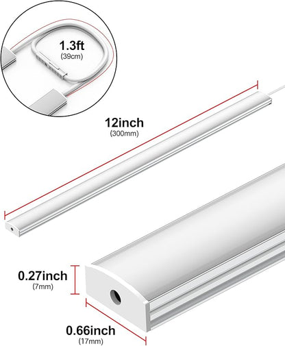 Plug-in Under Cabinet Lighting, Dimmable Counter Lights for Kitchen, 2pcs 12 Inch, Cold White 6000K Linkable USB Led Closet Light, Wired Indoor Night Lights Bar for Desk, Sink,Workbench